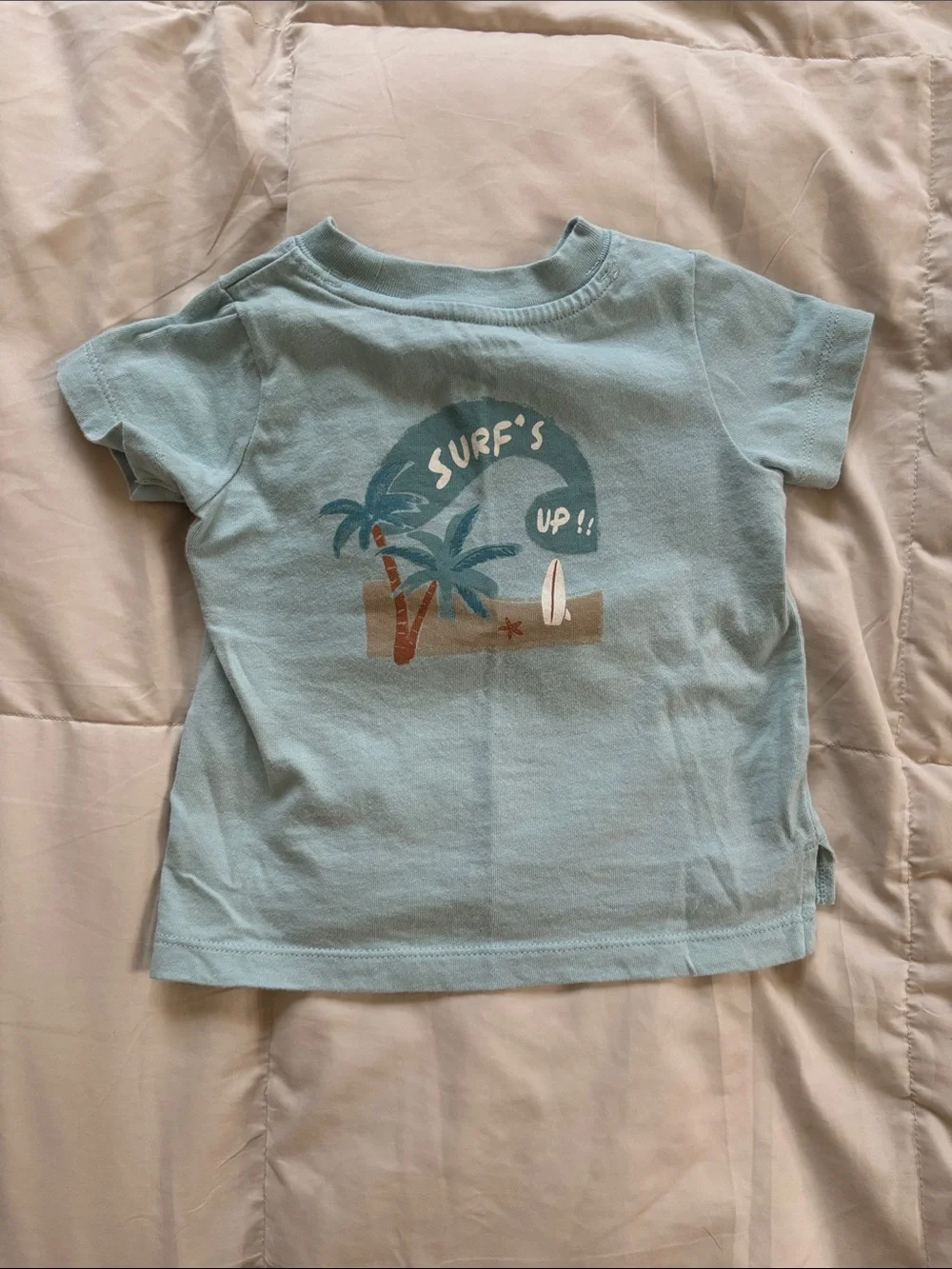 Carter's Outfit 9M Surfs Up Palm T Shirt Blue White Striped Shorts Outfit Set